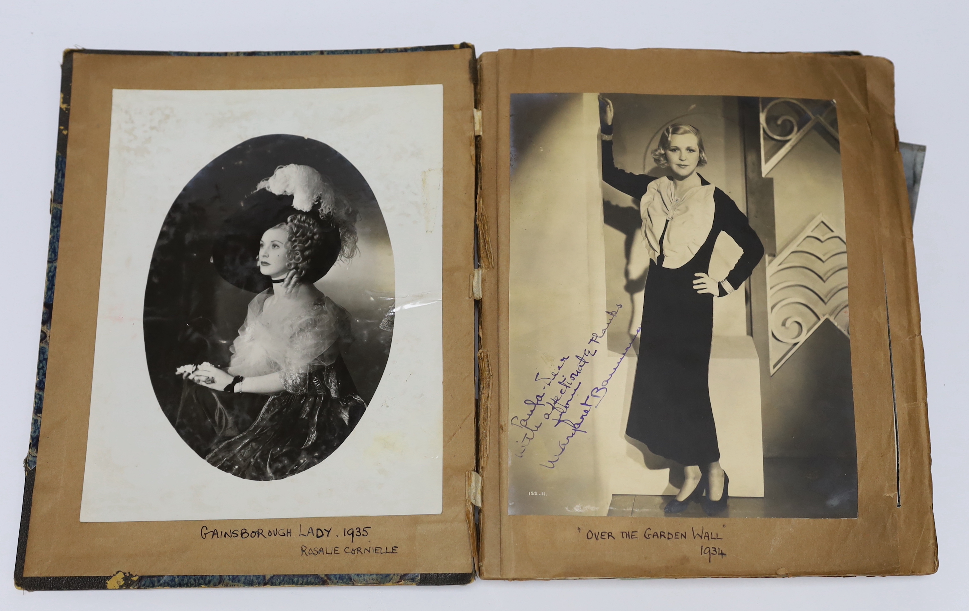 Paula Newman, Actress, costume designer and artist (1894-?) - An album of black and white photographs and newspaper cuttings, particularly covering her career as costume designer for films, including notes from Alfred Hi